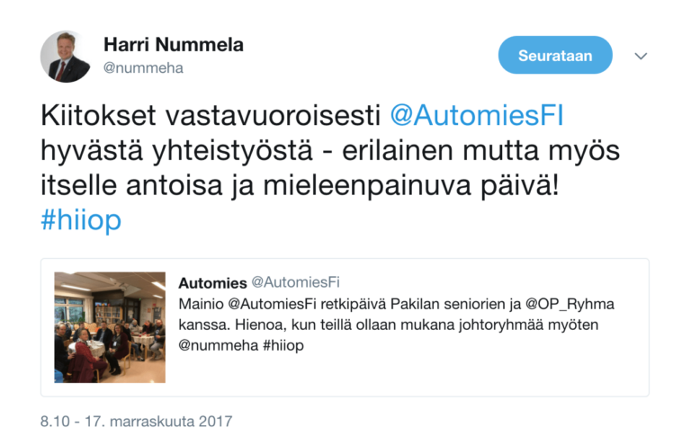 Harri Nummela, Twitter, Automies